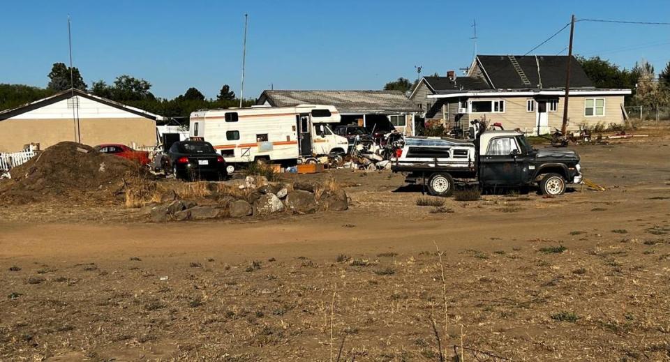 Investigators said people were illegally living in rundown RVs on a property found to have an extensive amount of stolen property. Five people with warrants were arrested in Nov. 2022 after a call about a group of dogs trying to attack neighbors.