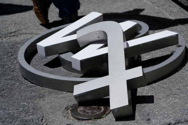 A pile of characters from the sign removed from Twitter HQ in San Francisco