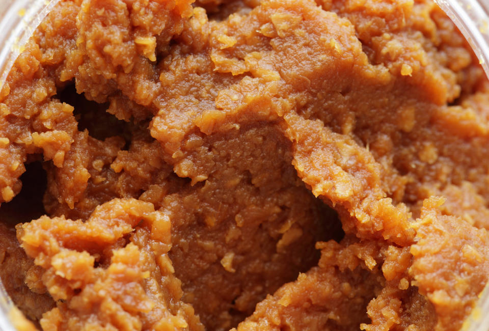 a close up of miso paste