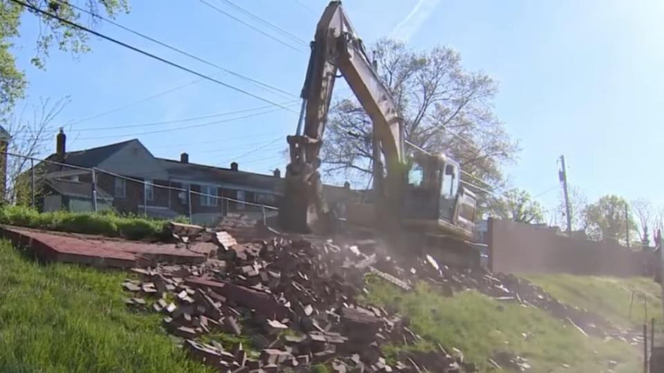 On Tuesday, Morgan State University demolished a “spite wall” meant to deter Black students from entering a once predominantly white Baltimore neighborhood in the 1940s. (Photo: Screenshot/YouTube.com/WBAL-TV 11 Baltimore)