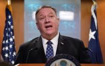 U.S. Secretary of State Pompeo speaks at the State Department in Washington