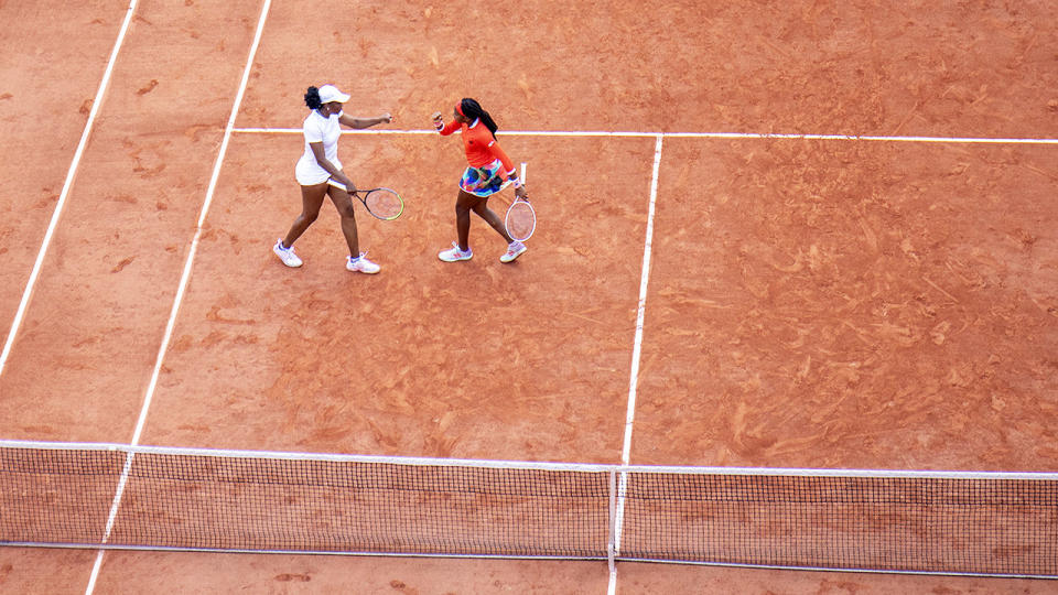 Venus Williams and Coco Gauff, pictured here playing doubles at the French Open.