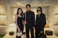 Eleanor Lee, Ayden Sng, and Jasmine Sokko at Bottega Veneta's pop-up at Ion Orchard Atrium. (PHOTO: Yahoo Life Singapore)