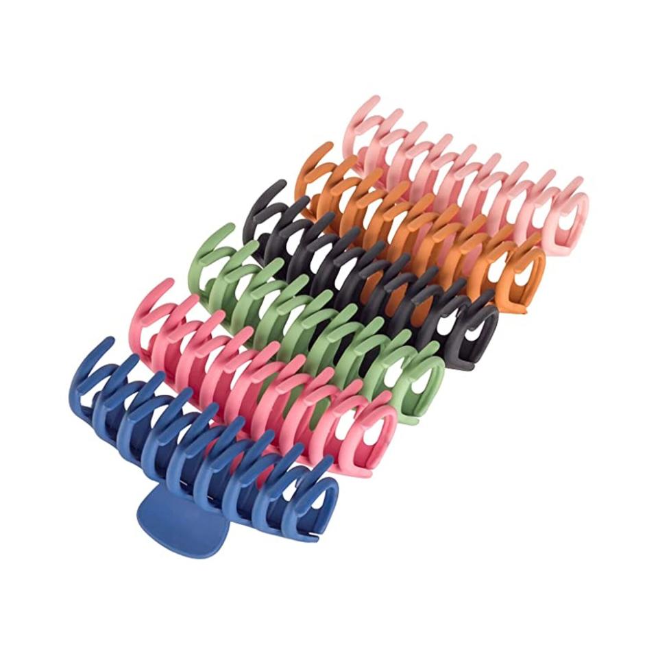 six big colorful claw clips for hair