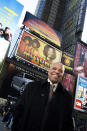This March 5, 2013 photo shows Berry Gordy posing for a portrait in Times Square in New York. For Berry Gordy, conquering Broadway is the next - and by his own admission, last - major milestone of a magical, musical career. The 83-year-old Motown Records founder is taking his story and that of his legendary label to the Great White Way. "Motown: The Musical," opens for previews Monday. (Photo by Charles Sykes/Invision/AP)