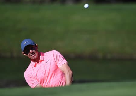 Feb 8, 2018; Pebble Beach, CA, USA; Rory McIlroy birdies out of the rough on the seventh during the first round of the AT&T Pebble Beach Pro-Am golf tournament at Spyglass Hill Golf Course. Mandatory Credit: Joe Camporeale-USA TODAY Sports