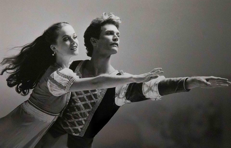 Jessica Benton and Stephen Hoff pose for a Steven Caras studio portrait taken for a 1994 Ballet Florida production of "Romeo and Juliet."