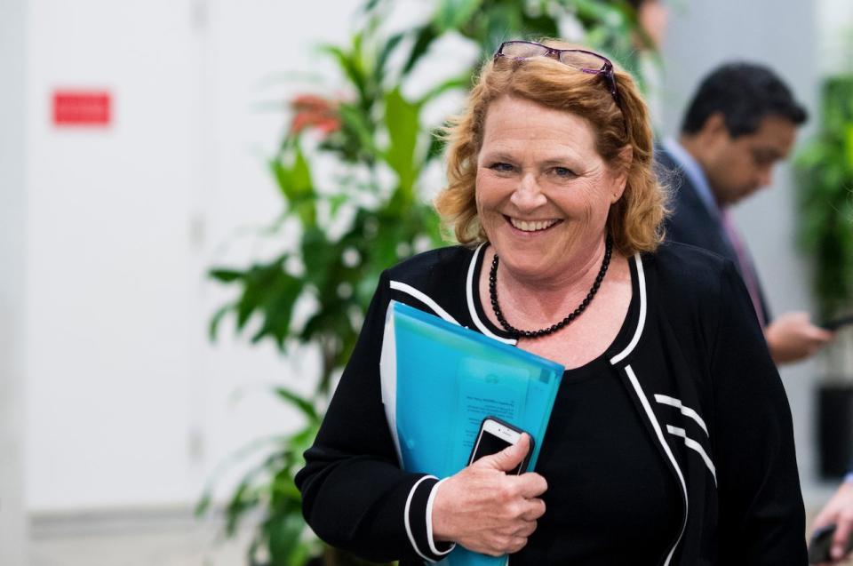 Sen. Heidi Heitkamp, (D-N. Dak)., leaves the Capitol after a vote on Thursday, June 14, 2018. (Photo By Bill Clark/CQ Roll Call)