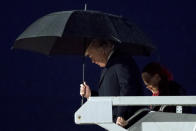 <p>President Donald Trump accompanied by Dr. Alveda King, niece of civil rights activist Dr. Martin Luther King Jr., right, arrives at Dobbins Air Reserve Base in Marietta, Ga., Monday, Jan. 8, 2018, to attend the NCAA National Championship game. King was on board for a bill signing creating a national historic park for Rev. Martin Luther King Jr. (AP Photo/Andrew Harnik) </p>