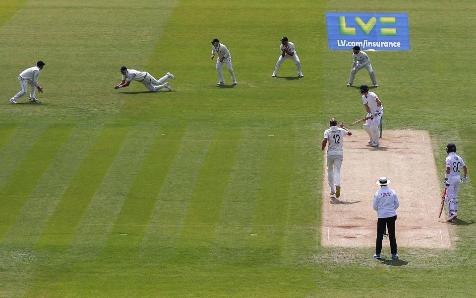 Crawley is out in a familiar fashion - edging to the slips: this time bowled Kyle Jamieson, caught Tim Southee at Lord's earlier this month - AFP