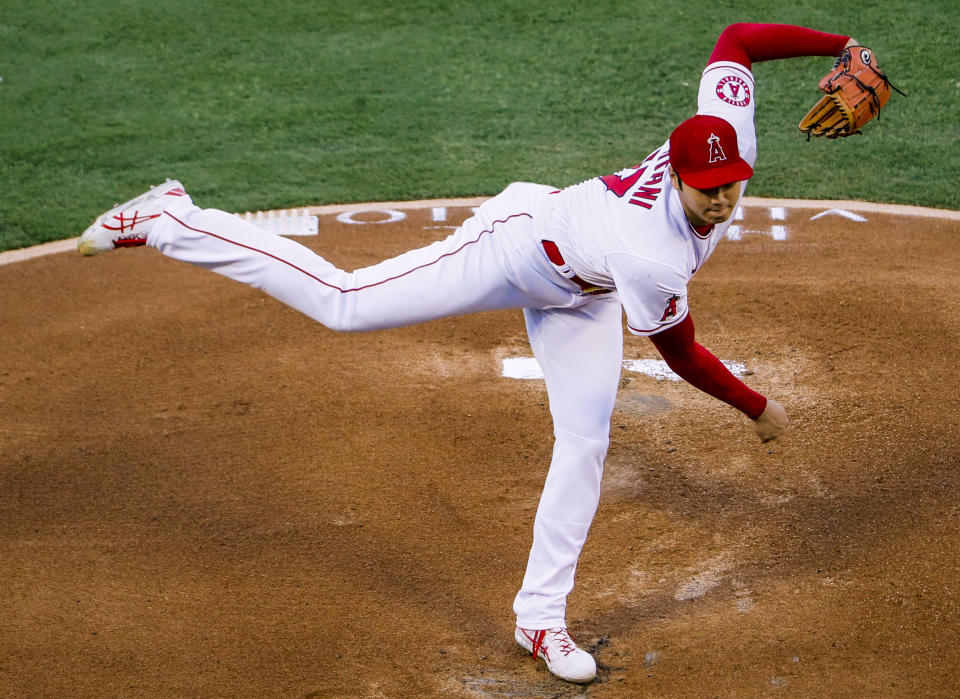 洛杉磯天使二刀流大谷翔平。（Robert Gauthier/Los Angeles Times via Getty Images）