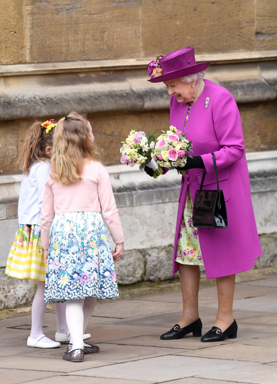 Queen Elizabeth II departs after attending an Easter Service at St George's Chapel on April 1, 2018