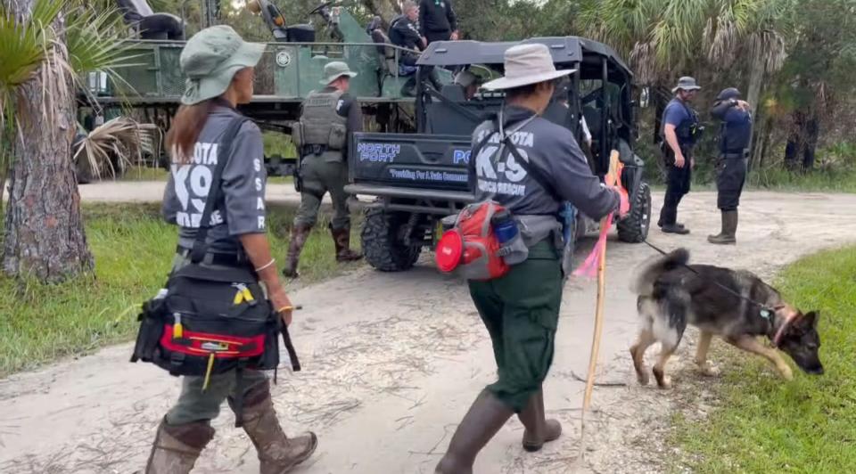 Search teams fan out at the Carlton Reserve near North Port, Fla., to search for Brian Laundrie, the boyfriend of Gabby Petito, on Sept. 22.