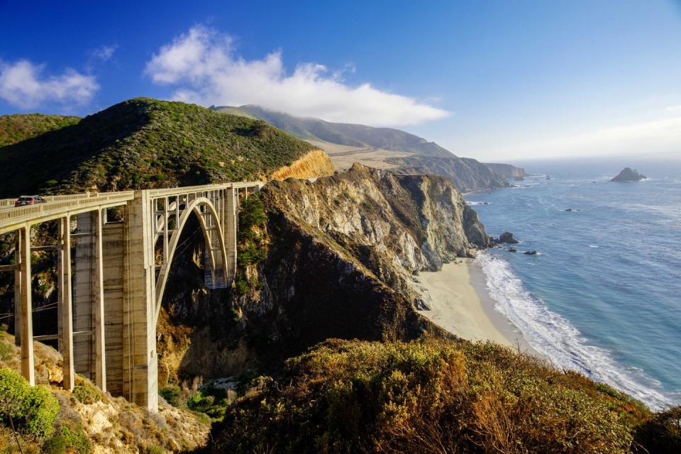 <p>This instantly recognizable bridge along Highway 1 was seen on numerous occasions in <a href="https://www.countryliving.com/life/a28323920/meryl-streep-why-big-little-lies-cut-ice-cream-scene-reese-witherspoon/" rel="nofollow noopener" target="_blank" data-ylk="slk:Big Little Lies;elm:context_link;itc:0;sec:content-canvas" class="link ">Big Little Lies</a>, including the opening credits. In the show it was just another morning where scheming mothers Madeline, Celeste, and Jane (played by Reese Witherspoon, Nicole Kidman, and Shailene Woodley) were driving their children to school. Other spots just north in Monterey such as the police station defined scenes in the HBO series.</p>