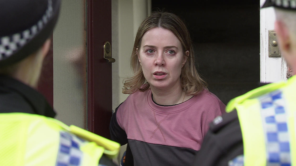 FROM ITV

STRICT EMBARGO - No Use Before Tuesday 1st March 2022

Coronation Street - Ep 10584

Friday 11th March 2022 - 1st Ep

Abi Webster [SALLY CARMAN] is woken by the sound of two police officers banging on the front door. 

Picture contact - David.crook@itv.com

This photograph is (C) ITV Plc and can only be reproduced for editorial purposes directly in connection with the programme or event mentioned above, or ITV plc. Once made available by ITV plc Picture Desk, this photograph can be reproduced once only up until the transmission [TX] date and no reproduction fee will be charged. Any subsequent usage may incur a fee. This photograph must not be manipulated [excluding basic cropping] in a manner which alters the visual appearance of the person photographed deemed detrimental or inappropriate by ITV plc Picture Desk. This photograph must not be syndicated to any other company, publication or website, or permanently archived, without the express written permission of ITV Picture Desk. Full Terms and conditions are available on  www.itv.com/presscentre/itvpictures/terms
