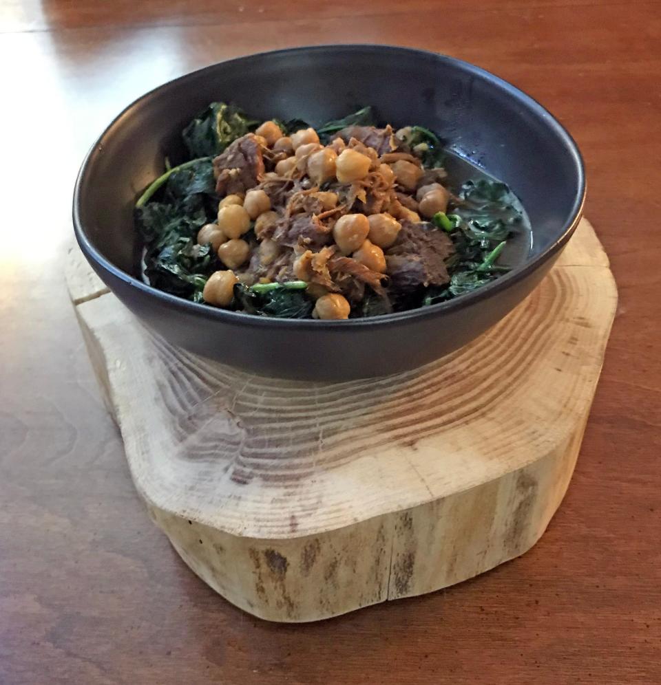 A lamb and spinach cholent based on a French-Sephardic recipe.