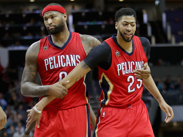 It’s fair to wonder if DeMarcus Cousins is holding Anthony Davis back. (Getty Images)