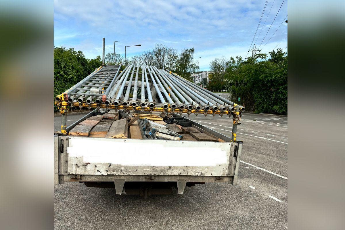 A scaffolding truck was 'escorted' to enforcement yard for being overweight <i>(Image: Gwent Police operations and support)</i>