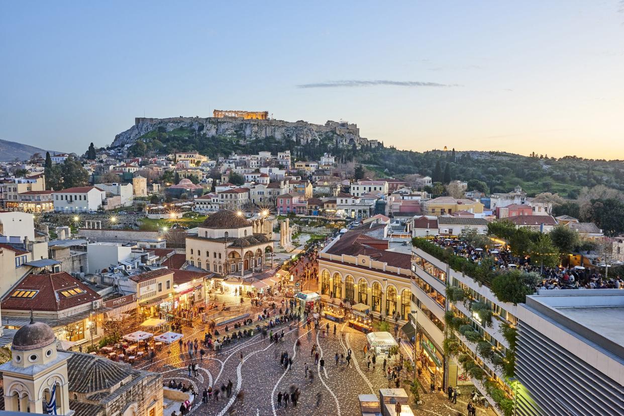 Athens, Greece and Acropolis in the evening
