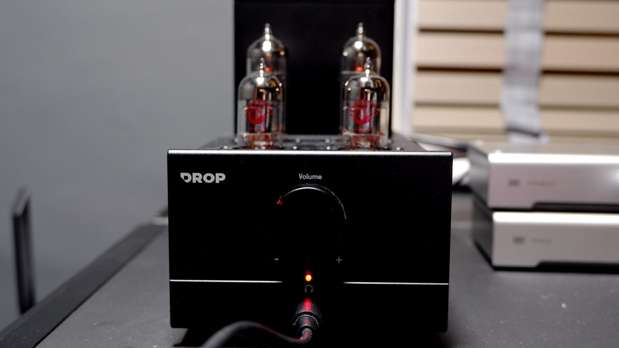  Drop + Xduoo TA-84 OTL Tube Amp/DAC set-up on a desk. 