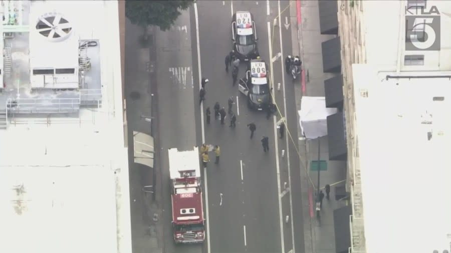 At least 1 person down after gunfire in downtown L.A.