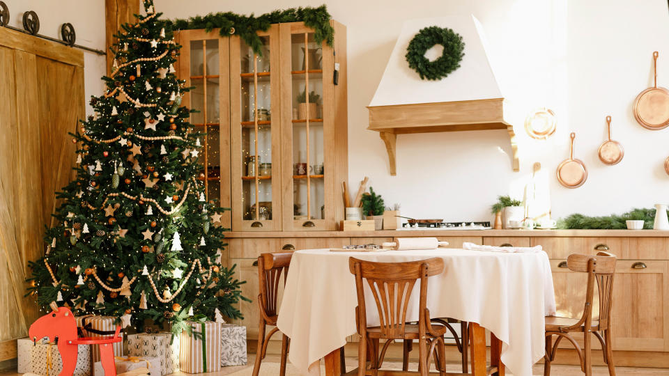 Christmas tree in kitchen