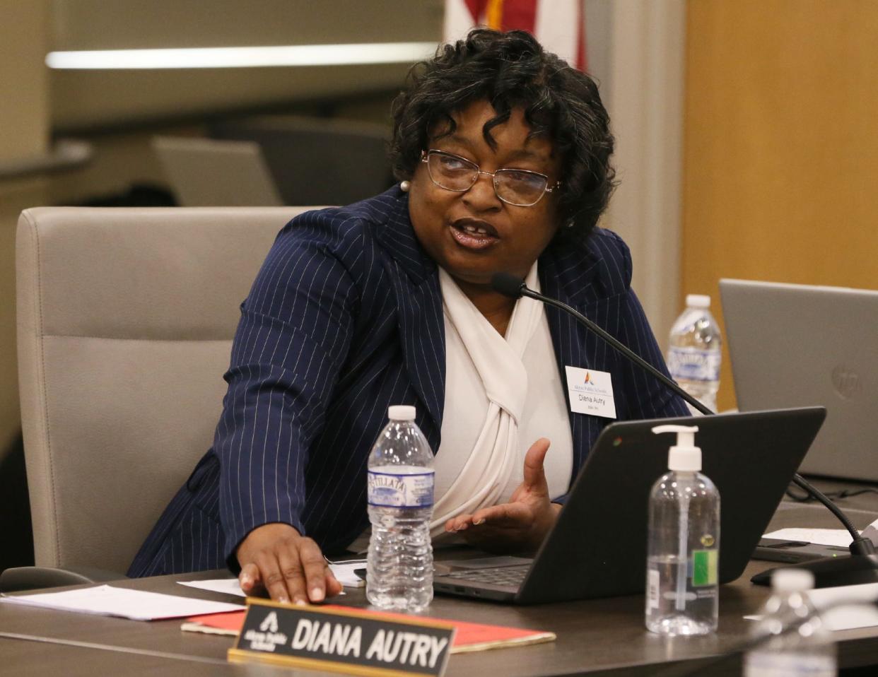 Diana Autry Monday night was elected the new president of the Akron Public Schools Board of Education. Autry, a registered nurse, is seen here during her previous tenure as board vice president.