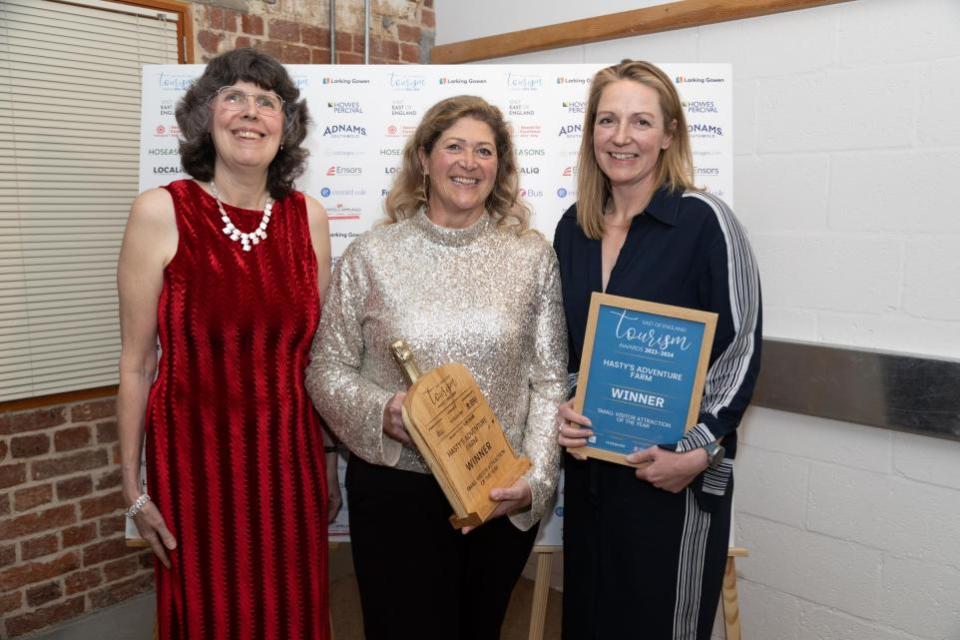 Eastern Daily Press: Penny Smith (centre) and Catherine Parker (right) at the awards with ambassador judge Judith Thompson