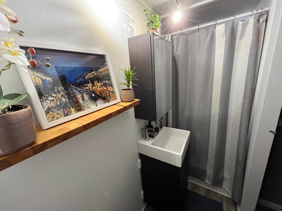 The tiny home bathroom.