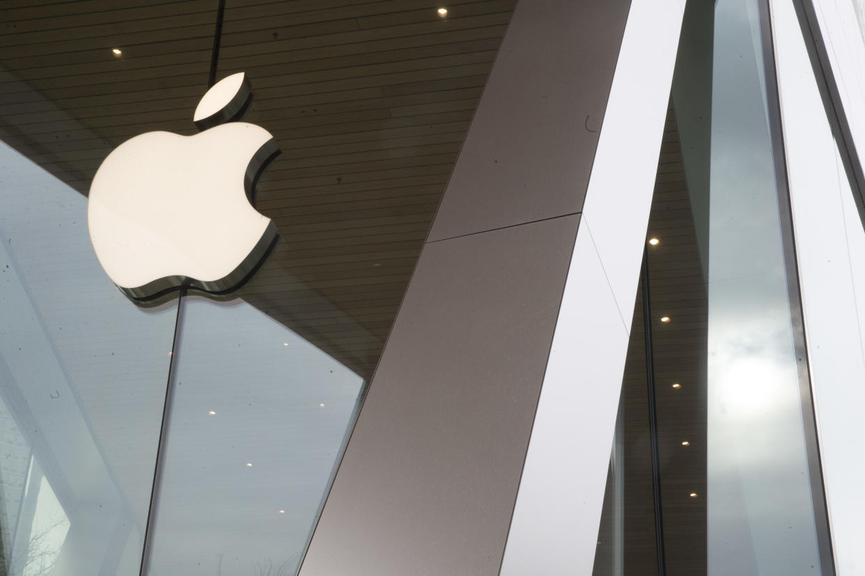 The Apple logo is displayed at the Apple store in the Brooklyn borough of New York, Thursday, Jan. 3, 2019. Apple's shock warning that its Chinese sales are weakening ratcheted up concerns about the world's second largest economy and weighed heavily on global stock markets as well as the dollar on Thursday. (AP Photo/Mary Altaffer)