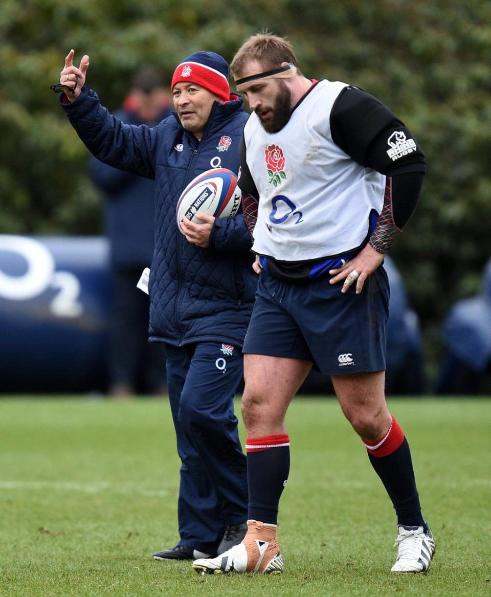 Eddie Jones, left, approves of the form shown by Joe Marler, right, last season (Andrew Matthews/PA) (PA Archive)