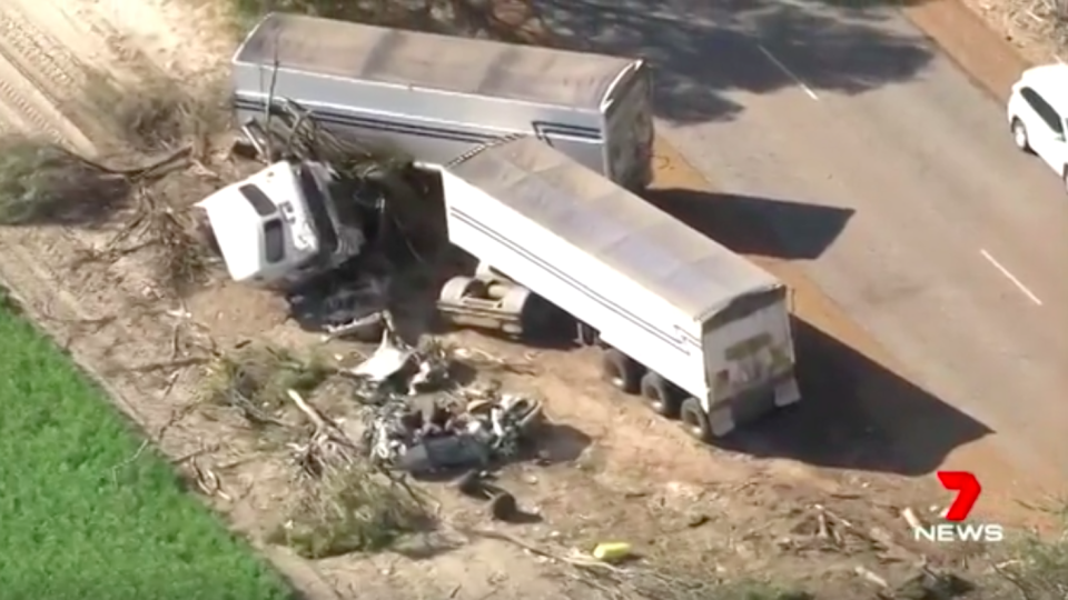 The 45-year-old truck driver was not injured. Source: 7 News