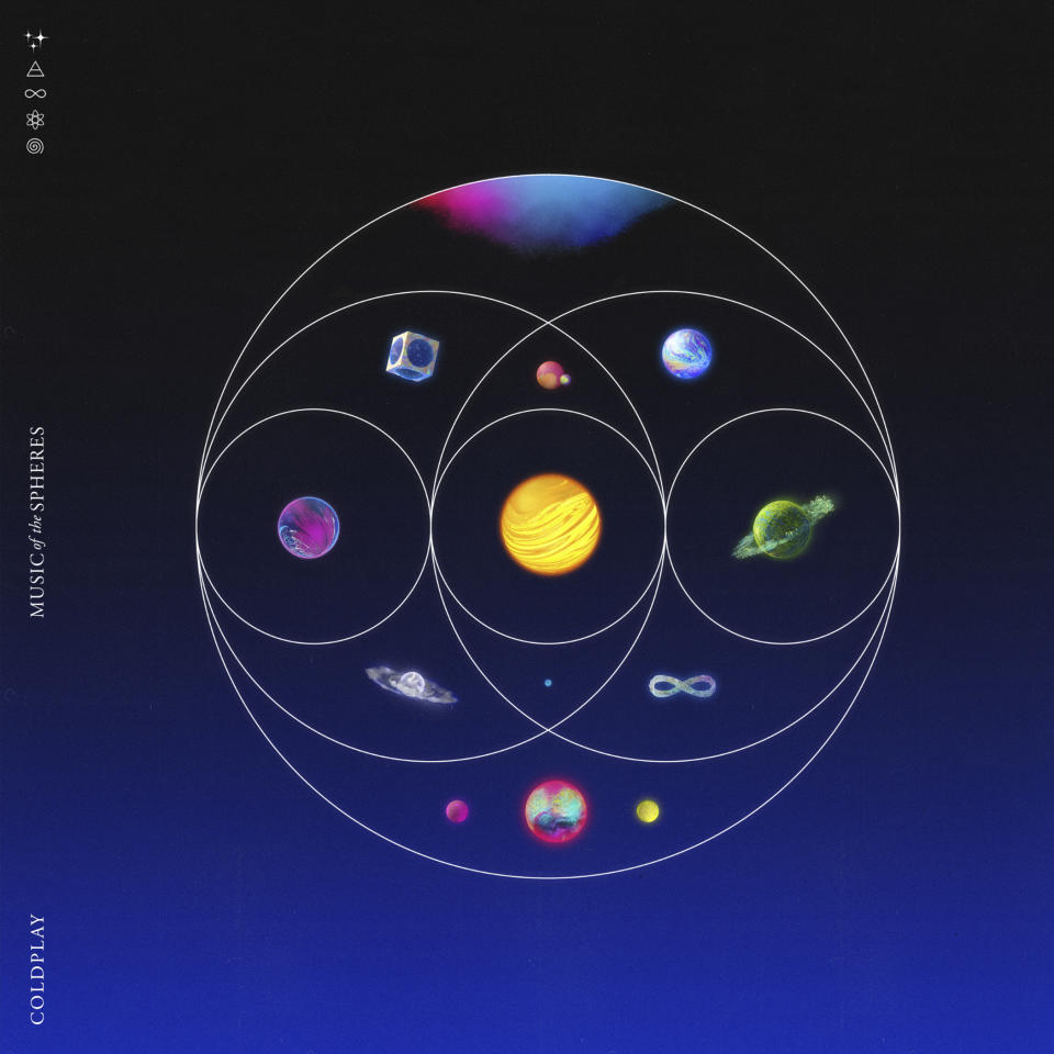 This image released by Atlantic Records shows “Music of the Spheres” by Coldplay. (Atlantic Records via AP)