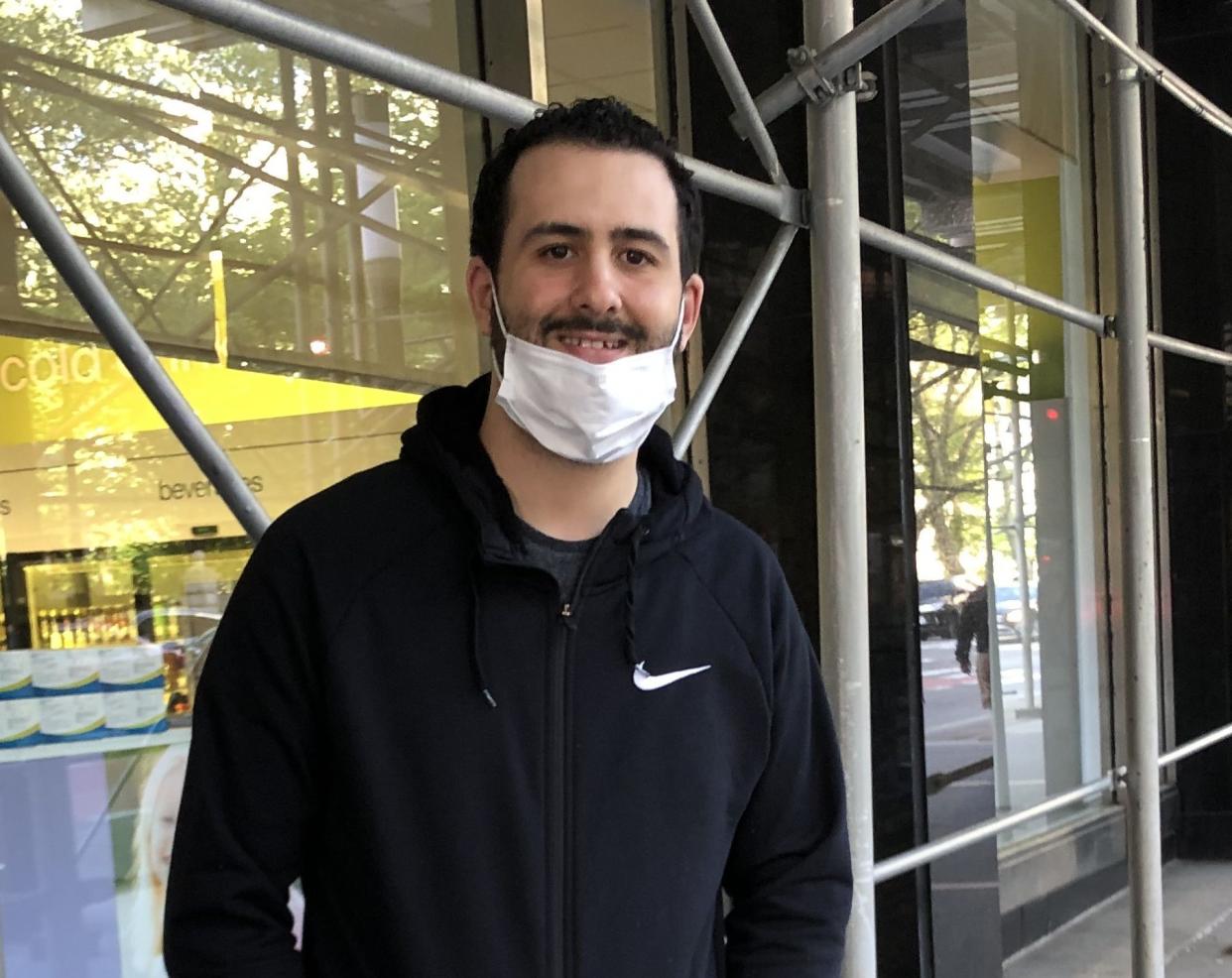 Hassin Bell is an IT worker for the New York City Department of Information and Telecommunications and Technology. He's pictured outside the David Dinkins Building Lower Manhattan on May 6. 