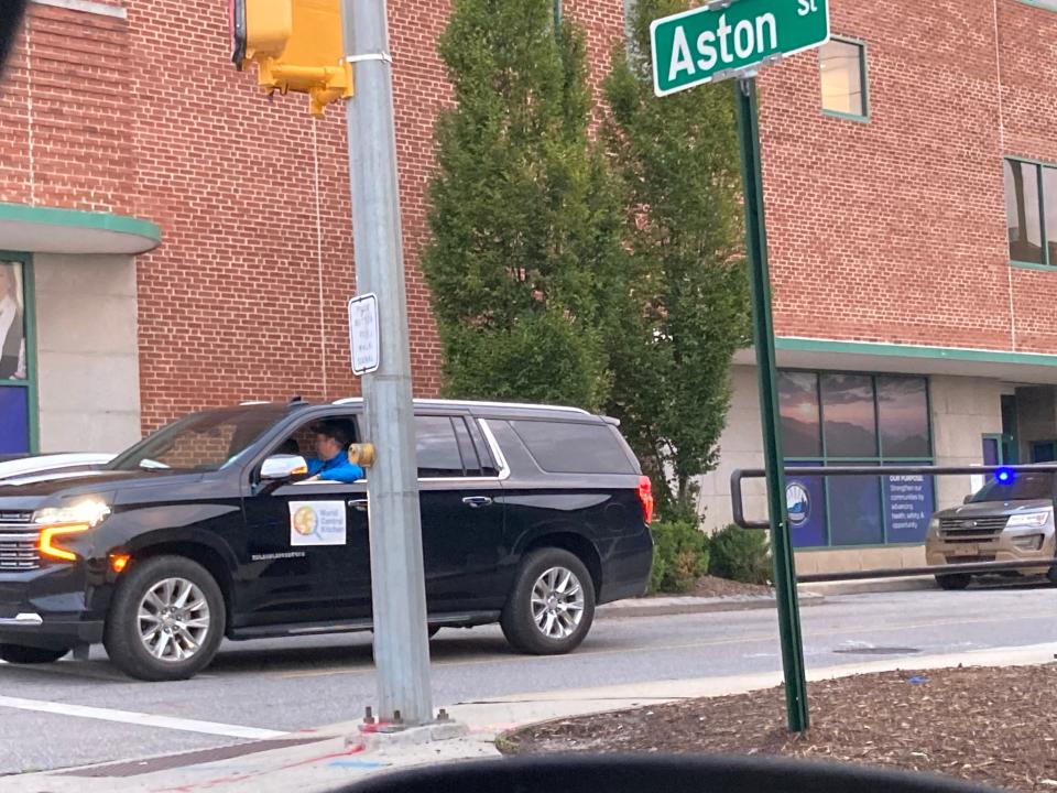 World Central Kitchen spotted in downtown Asheville on Sept. 30. The disaster relief organization will begin distributing meals at Noon from Bear's Smokehouse, 135 Coxe Ave.