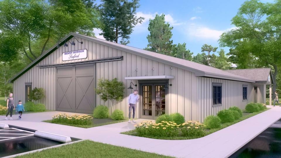 An artists rendering shows the renovated building that will replace the existing Benny Hudson Seafood retail space along Squire Pope Road on Hilton Head Island.