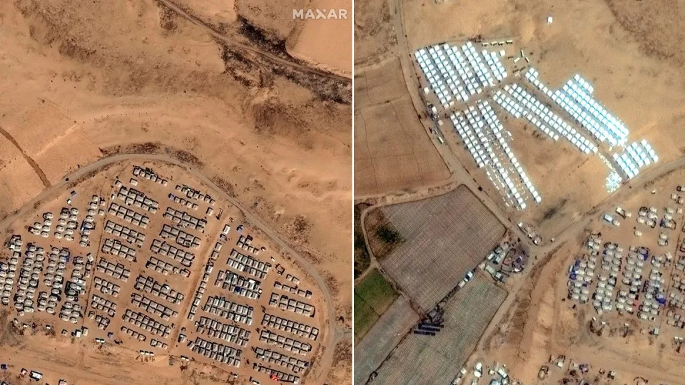 Israel beginnt vor Militäreinsatz mit Evakuierung von Rafah. (Bild: Satellite image/Maxar Technologies via AP/dpa)