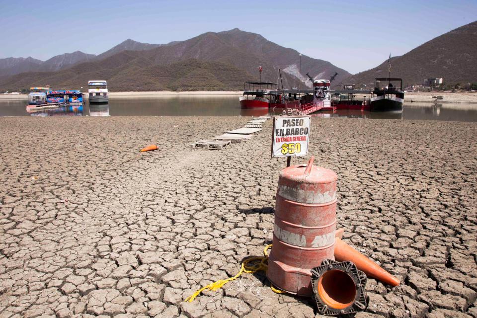 View of La Boca Dam in Santiago, Nuevo Leon state of Mexico, during World Water Day on March 22, 2022.  (Julio Cesar Aguilar/AFP via Getty Images)