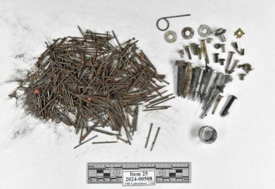 PHOTO: Nails recovered from the detonated device are seen in a photo included in a Department of Justice filing. (U.S. Department of Justice)