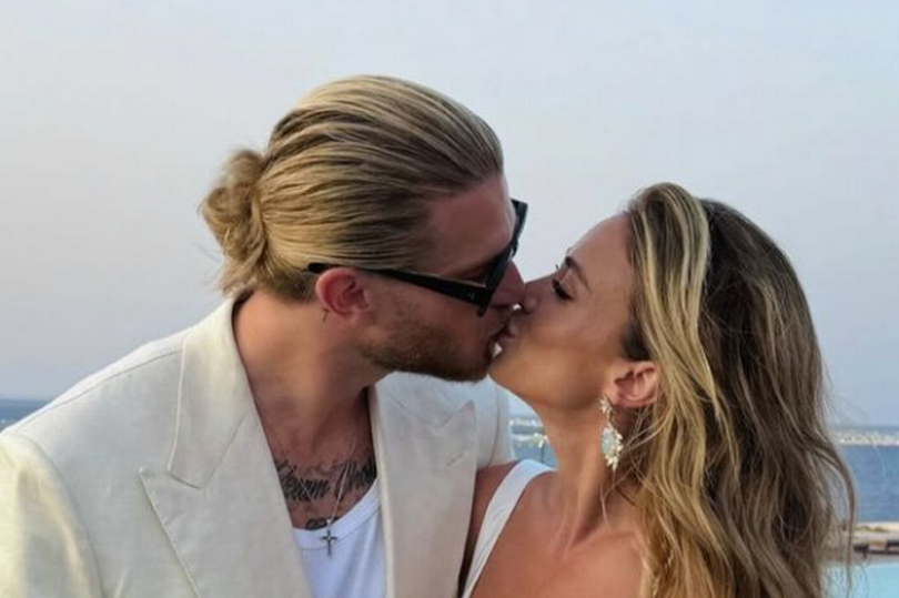 Newcastle United's Loris Karius and wife Diletta Leotta