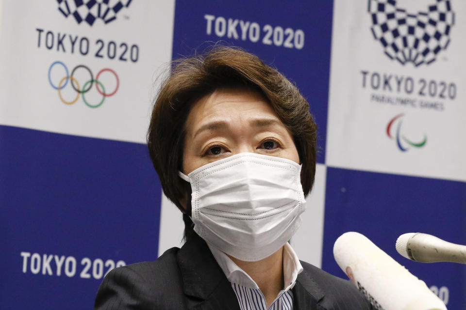 President of the Tokyo 2020 Olympics Organising Committee Seiko Hashimoto attends a press conference in Tokyo on March 5, 2021. / Credit: RODRIGO REYES MARIN/POOL/AFP/Getty