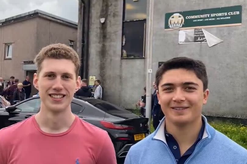 Alex Mumford, left, and Max Medway outside the Gurnos social club