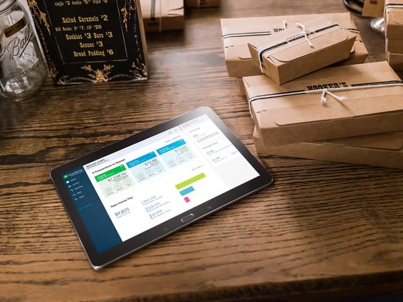 QuickBooks Online on a tablet.