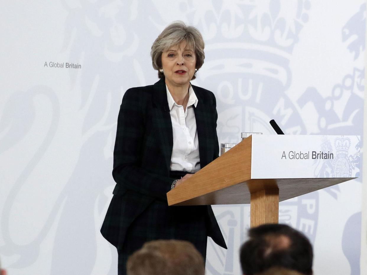 Theresa May issued her 'no deal is better than a bad deal' threat in her major Brexit speech in January: PA