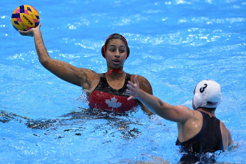 Canadian water polo player Serena Browne is shown in this file photo. Browne and her teammates received a berth to the Paris Olympics on Friday after South Africa forfeited its spot. (Quinn Rooney/Getty Images - image credit)