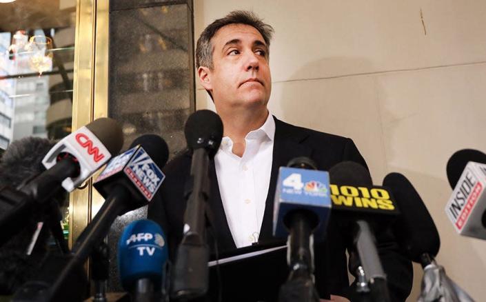 Michael Cohen, former personal attorney for President Donald Trump, speaks to the media before departing from his Manhattan apartment for jail on May 6, 2019.