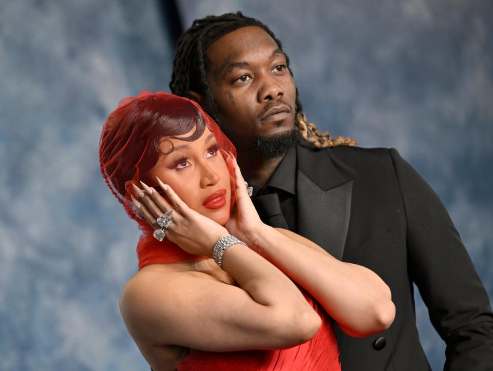 Cardi B (left) and Offset share three children together (AP)