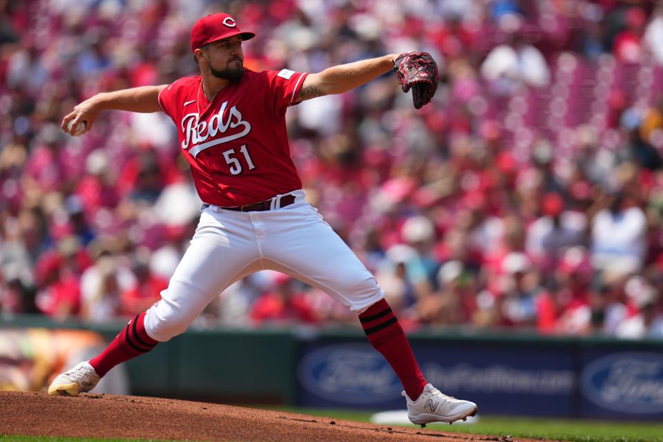 Ashcraft during the first inning of Thursday's start against the Dodgers.