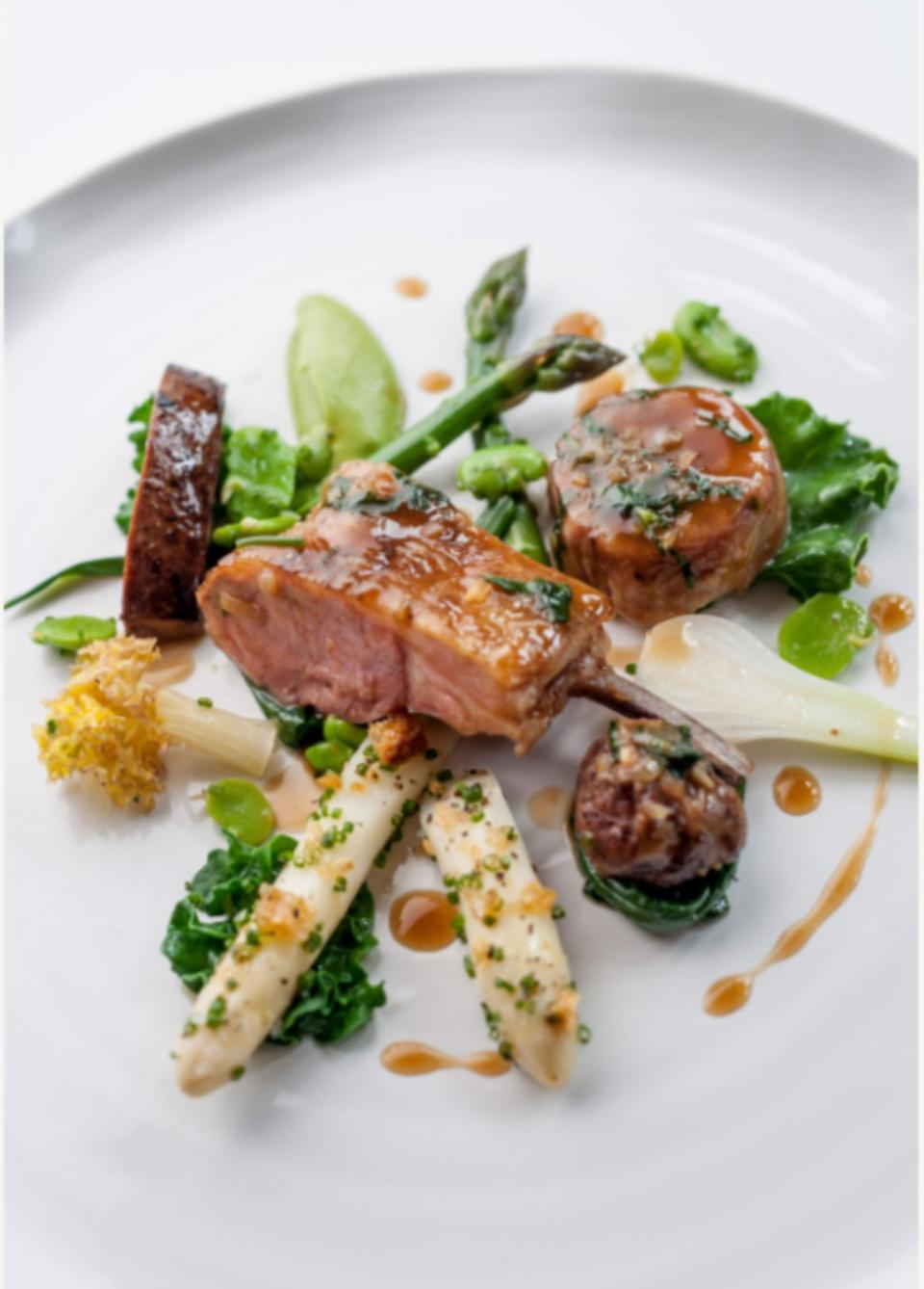 Lamb with wild garlic - served at Le Manoir (Le Manoir aux Quat’Saisons PR/David Griffin Photography)