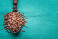 Flax seed = eggs: Similar to chia, flax seeds can be used to create an eggy consistency that works well for baking. Mix one tablespoon of ground flax seed with three tablespoons of water and wait until fully absorbed. This stands in place of one egg. 